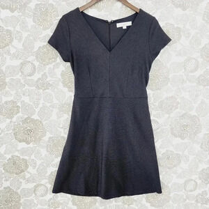 Loft Striped V neck short sleeve Fit & Flare Mini Dres 8P Unlined